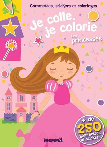 Couverture du livre « Gommettes, Stickers Et Coloriages - Je Colle, Je Colorie - Les Princesses » de  aux éditions Hemma