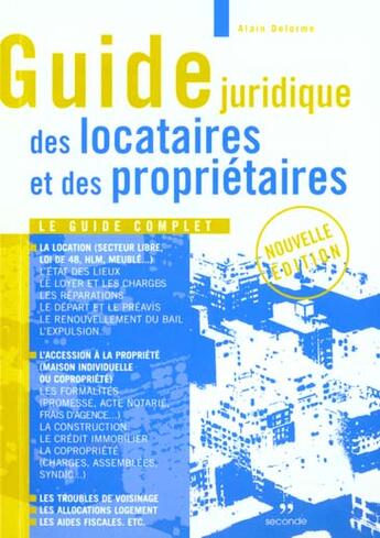 Couverture du livre « Guide des locataires et proprietaires » de Eric Haumont aux éditions Seconde Edition