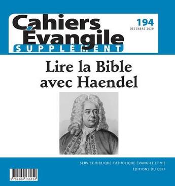 Couverture du livre « Cahier evangile - numero 194 - supplement - » de  aux éditions Cerf