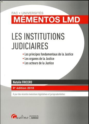 Couverture du livre « Les institutions judiciaires (9e édition) » de Natalie Fricero aux éditions Gualino