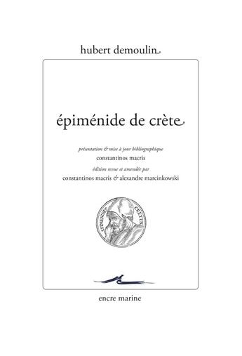 Couverture du livre « Epiménide de Crête » de Hubert Demoulin aux éditions Encre Marine