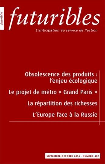 Couverture du livre « Obsolescence Des Produits : L'Enjeu Ecologique » de  aux éditions Futuribles