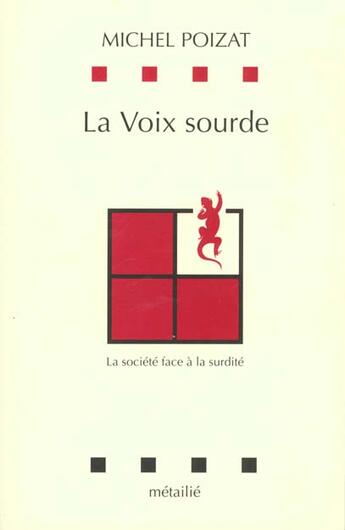 Couverture du livre « Voix Sourde » de Michel Poizat aux éditions Metailie