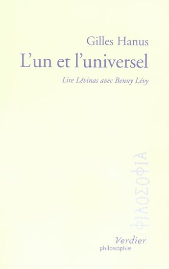 Couverture du livre « L'un et l'universel » de G Hanus aux éditions Verdier