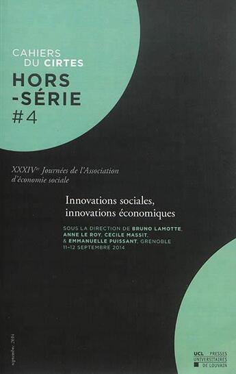 Couverture du livre « Innovations sociales, innovations economiques cirtes hors-serie 4 » de  aux éditions Pu De Louvain