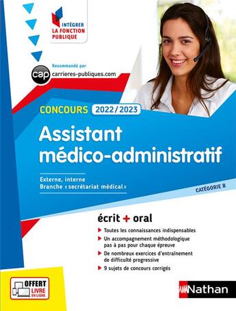 Couverture du livre « Concours assistant médico-administratif : catégorie B (édition 2020/2021) » de  aux éditions Nathan