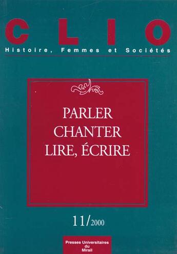 Couverture du livre « Parler chanter lire ecrire » de  aux éditions Pu Du Midi