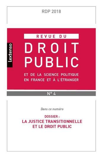 Couverture du livre « Revue du droit public et science politique en france et a l etranger n4-2018 » de  aux éditions Lgdj