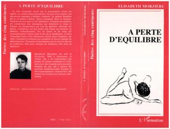 Couverture du livre « À perte d'équilibre » de Elisabeth Morziere aux éditions L'harmattan