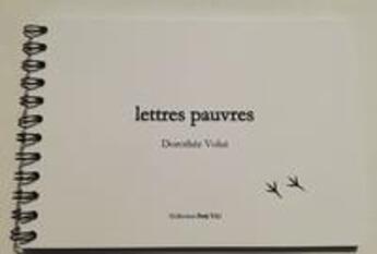 Couverture du livre « Lettres pauvres » de Dorothee Volut aux éditions Centre De Creations Pour L'enfance