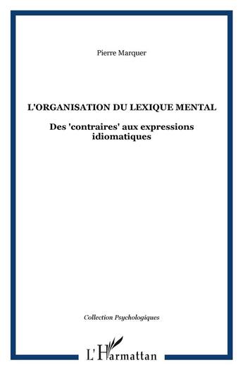 Couverture du livre « L'organisation du lexique mental : Des 