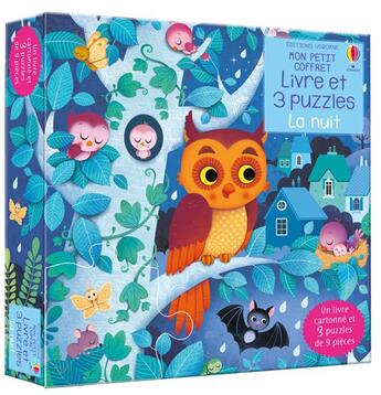 Couverture du livre « La nuit - mon petit coffret livre et 3 puzzles » de Taplin/Iossa aux éditions Usborne