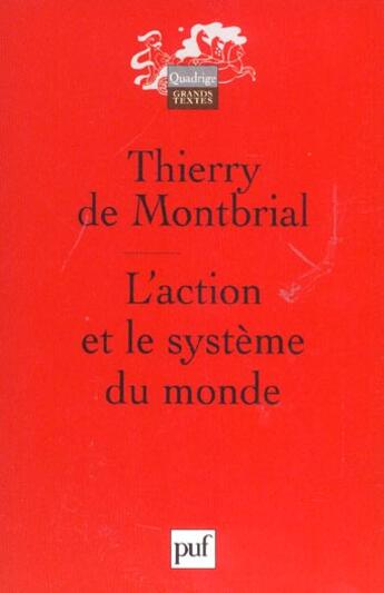 Couverture du livre « L'action et le systeme du monde » de Montbrial (De) Thier aux éditions Puf