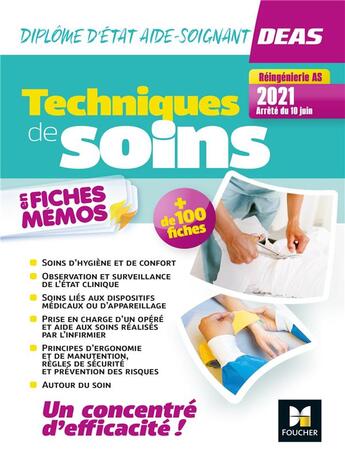 Couverture du livre « Techniques de soins en fiches mémos ; DEAS (4e édition) » de Kamel Abbadi aux éditions Foucher