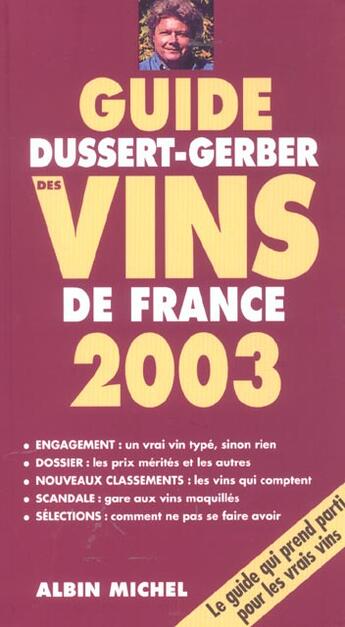 Couverture du livre « Guide Dussert-Gerber Des Vins De France 2003 » de Patrick Dussert-Gerber aux éditions Albin Michel