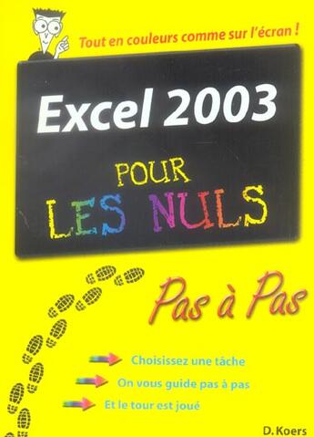 Couverture du livre « Excel 2003 Pas A Pas Pour Les Nuls » de Diane Koers aux éditions First