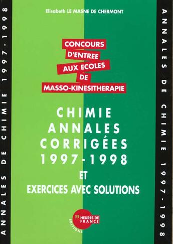 Couverture du livre « Annales de chimie 97/98 » de  aux éditions Heures De France