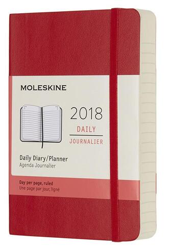 Couverture du livre « Agenda 2018 journalier poche souple rouge » de Moleskine aux éditions Moleskine Papet