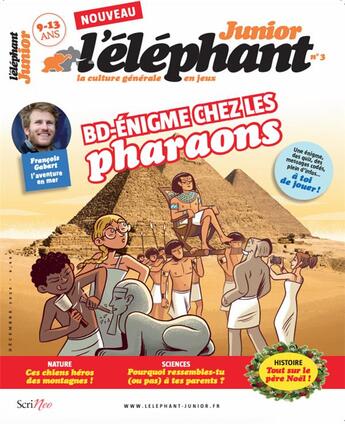 Couverture du livre « L'éléphant junior n.3 ; BD-énigme chez les pharaons » de  aux éditions Scrineo