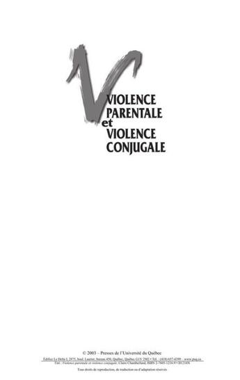 Couverture du livre « Violence parentale et violence conjugale ; des réalites plurielles, multidimensionnelles et interreligieuses » de Claude Chamberland aux éditions Pu De Quebec