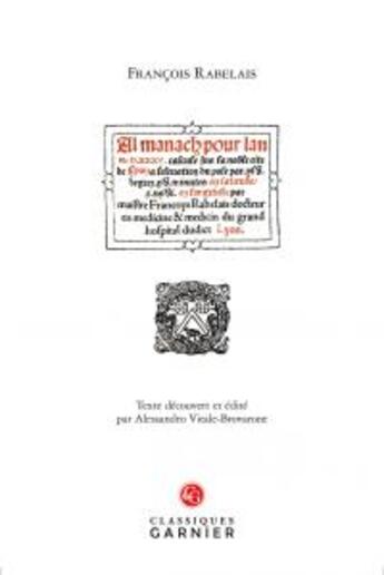 Couverture du livre « Almanach pour l'an M.D.XXXV » de Francois Rabelais aux éditions Classiques Garnier