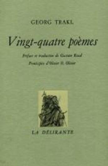 Couverture du livre « Vingt-quatre poèmes » de Georg Trakl aux éditions La Delirante