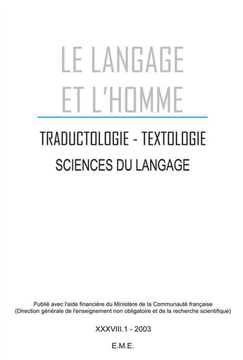 Couverture du livre « Sciences du langage : Dossier F.L.E.S. - 2003 - 38.1 » de  aux éditions Eme Editions