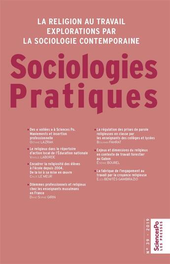 Couverture du livre « Sociologies pratiques 39 » de  aux éditions Presses De Sciences Po