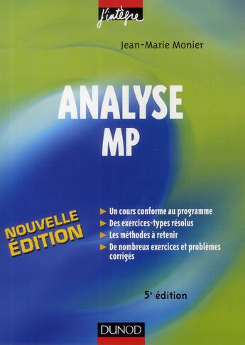 Couverture du livre « Analyse MP (5e édition) » de Jean-Marie Monier aux éditions Dunod