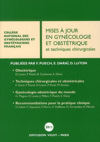 Couverture du livre « Mises a jour en gynecologie et obstetrique et techniques chirurgicales » de Dominique Luton aux éditions Cngof