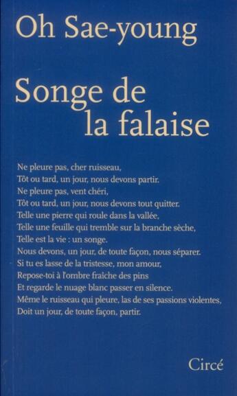 Couverture du livre « Songe de la falaise » de Sae-Young Oh aux éditions Circe