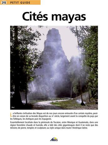 Couverture du livre « Cités mayas » de  aux éditions Aedis