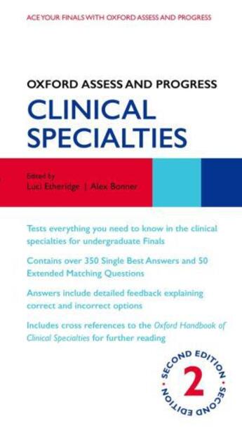 Couverture du livre « Oxford Assess and Progress: Clinical Specialties » de Luci Etheridge aux éditions Oup Oxford