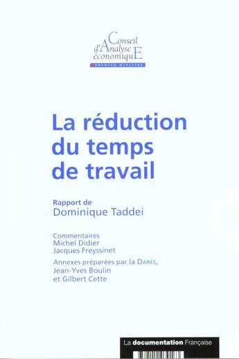 Couverture du livre « La reduction du temps de travail » de  aux éditions Documentation Francaise