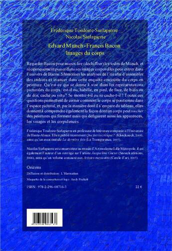 Couverture du livre « Edvard Munch ; Francis Bacon ; images du corps » de Frederique Toudoire-Surlapierre et Nicolas Surlapierre aux éditions Orizons