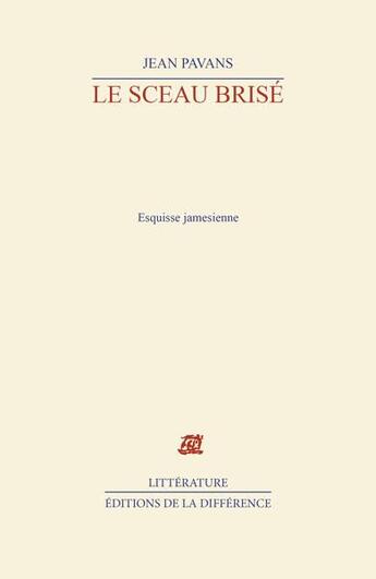 Couverture du livre « Le sceau brise » de Jean Pavans aux éditions La Difference