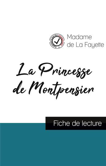 Couverture du livre « La princesse de Montpensier de madame de la Fayette ; fiche de lecture » de  aux éditions Comprendre La Litterature