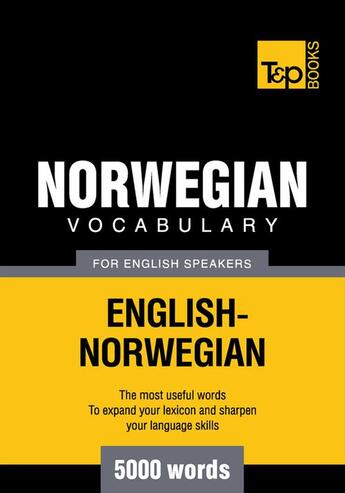 Couverture du livre « Norwegian vocabulary for English speakers - 5000 words » de Andrey Taranov aux éditions T&p Books