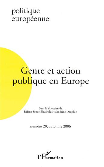 Couverture du livre « Genre et action publique en Europe (édition 2006) » de  aux éditions L'harmattan