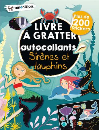 Couverture du livre « Livre a gratter autocollants - sirenes et dauphins » de Eva Schindler aux éditions Mineditions