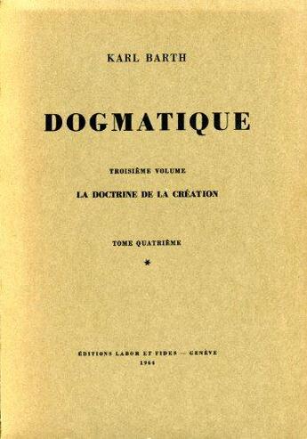 Couverture du livre « Dogmatique barth t.15 » de  aux éditions Labor Et Fides