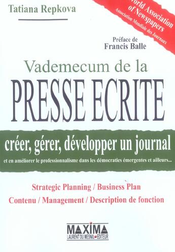 Couverture du livre « Vademecum de la presse ecrite » de Repkova Tatiana aux éditions Maxima