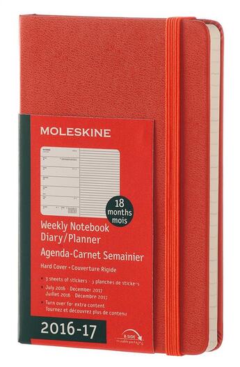 Couverture du livre « Agenda 18 mois semainier 2016-17 poche orange couverture rigide » de  aux éditions Moleskine