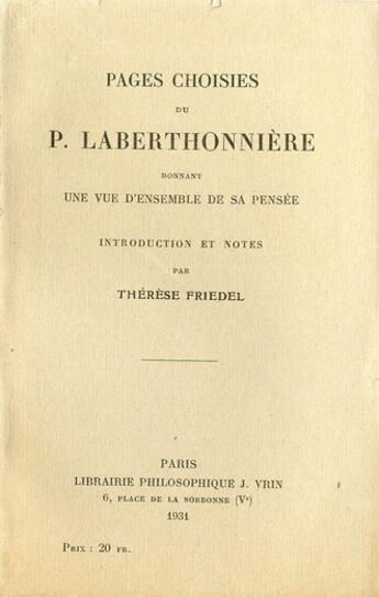 Couverture du livre « Laberthonniere » de Castelli aux éditions Vrin