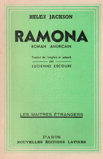 Couverture du livre « Ramona » de Helen Jackson aux éditions Nel