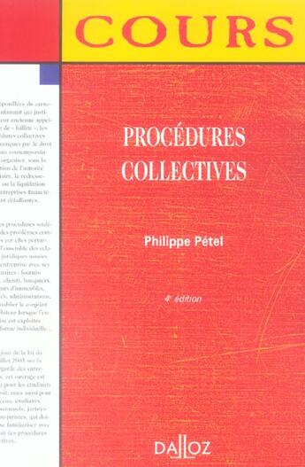 Couverture du livre « Procedures Collectives » de Philippe Petel aux éditions Dalloz