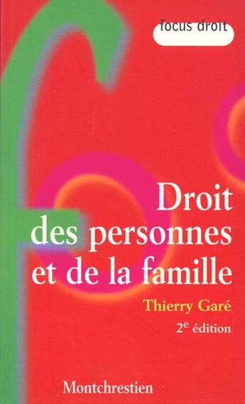 Couverture du livre « Droit de la famille » de Thierry Gare aux éditions Lgdj