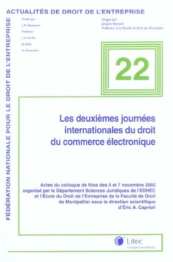 Couverture du livre « 2e journees internationale du droit du commerce electronique » de Eric A. Caprioli aux éditions Lexisnexis