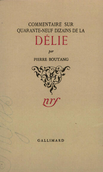 Couverture du livre « Comm Sur 49 Diz Delie » de Boutang P aux éditions Gallimard