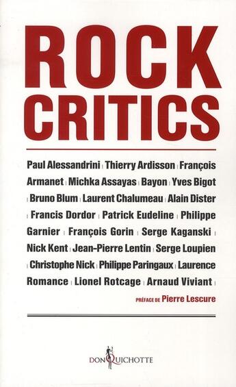 Couverture du livre « Rock critics » de  aux éditions Don Quichotte